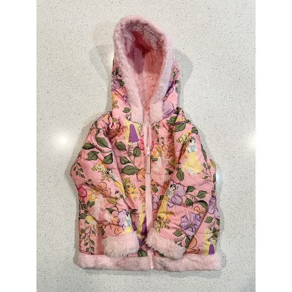 Disney Princess Reversible Toddler Jacket 3T Pink Floral Plush - Picture 7 of 7